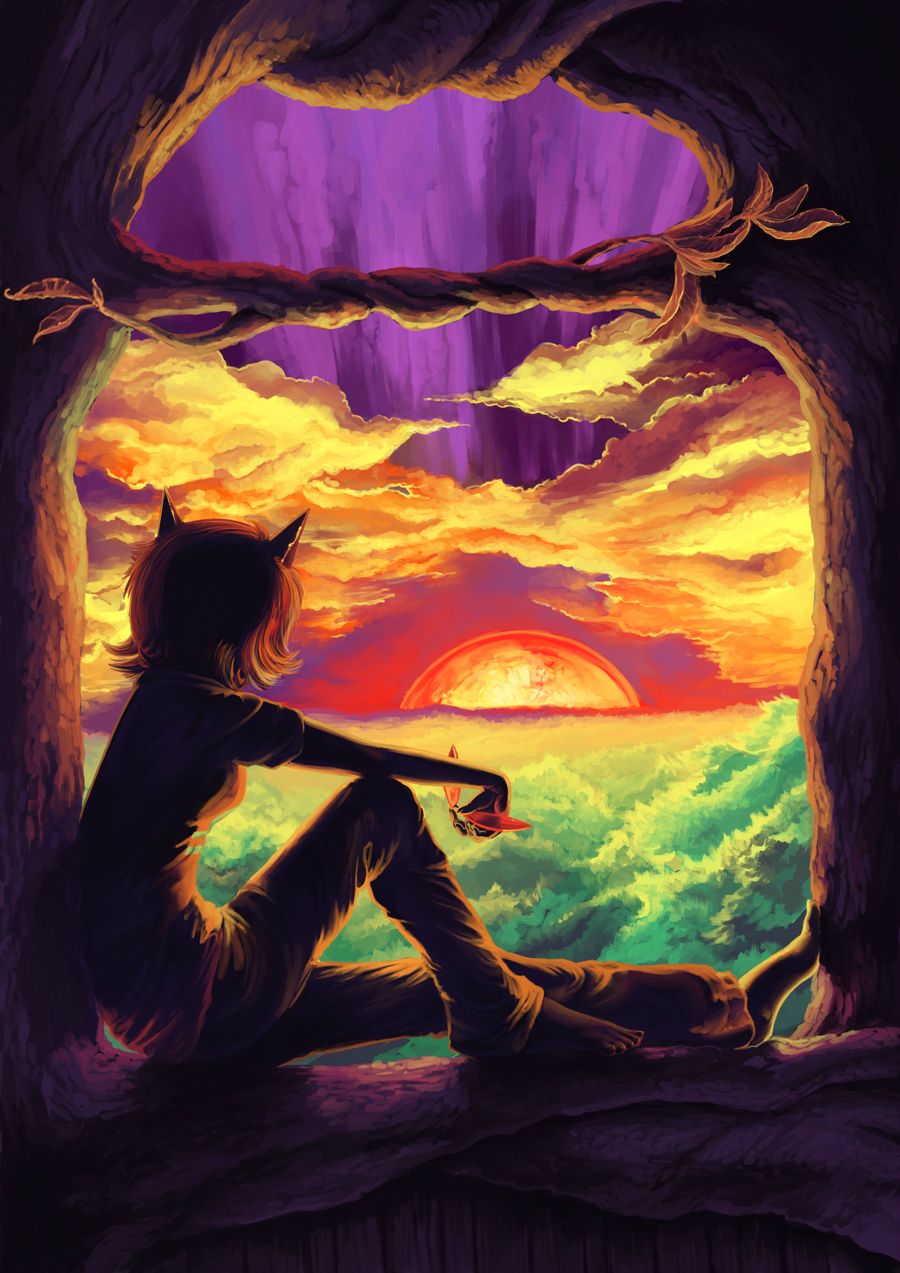 back_angle clouds epic no_glasses silhouette silverbirch solo sunset terezi_pyrope trees