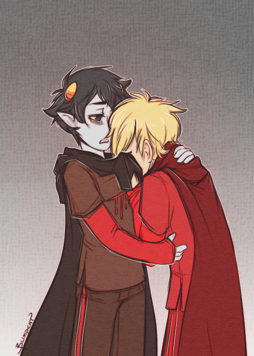 blimpgato blood_aspect crying dave_strider godtier hug karkat_vantas knight palerom red_knight_district redrom shipping time_aspect