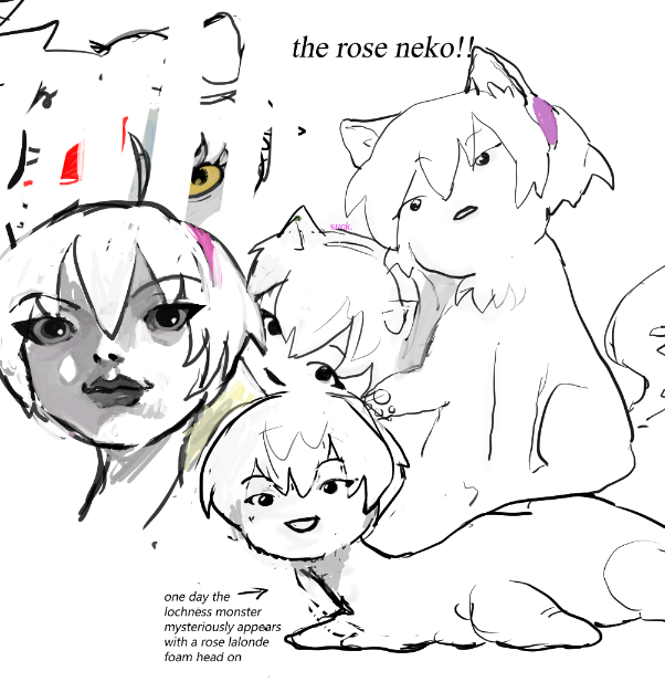 2019 animalstuck art_dump fullres grayscale highlight_color multiple_personas nepeta_leijon rose_lalonde sofa terezi_pyrope text