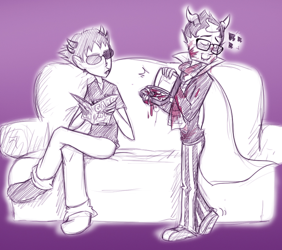 blackrom blood couch eridan_ampora erisol game_bro limited_palette loscomicos shipping sollux_captor spade