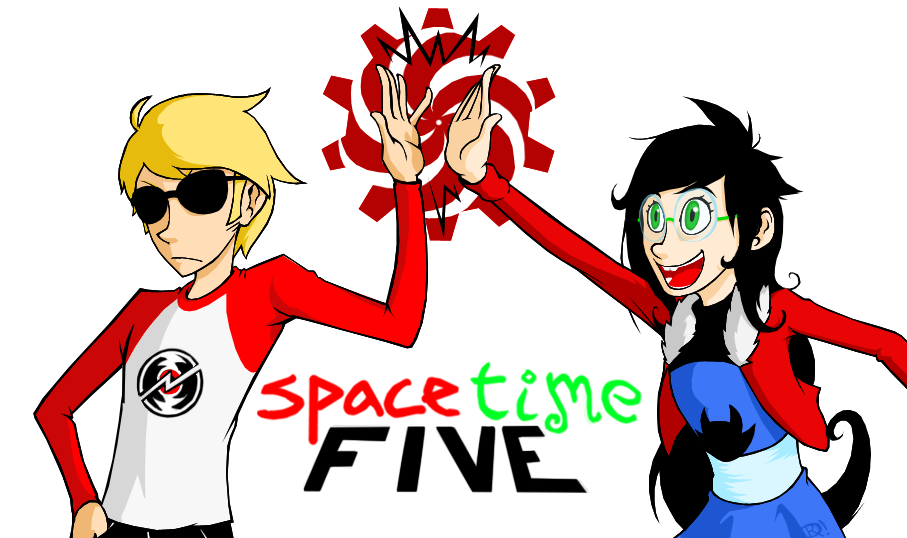 aspect_symbol dave_strider dress_of_eclectica high_five jade_harley red_baseball_tee shipping space_aspect spacetime squiddlejacket text time_aspect xanaductor
