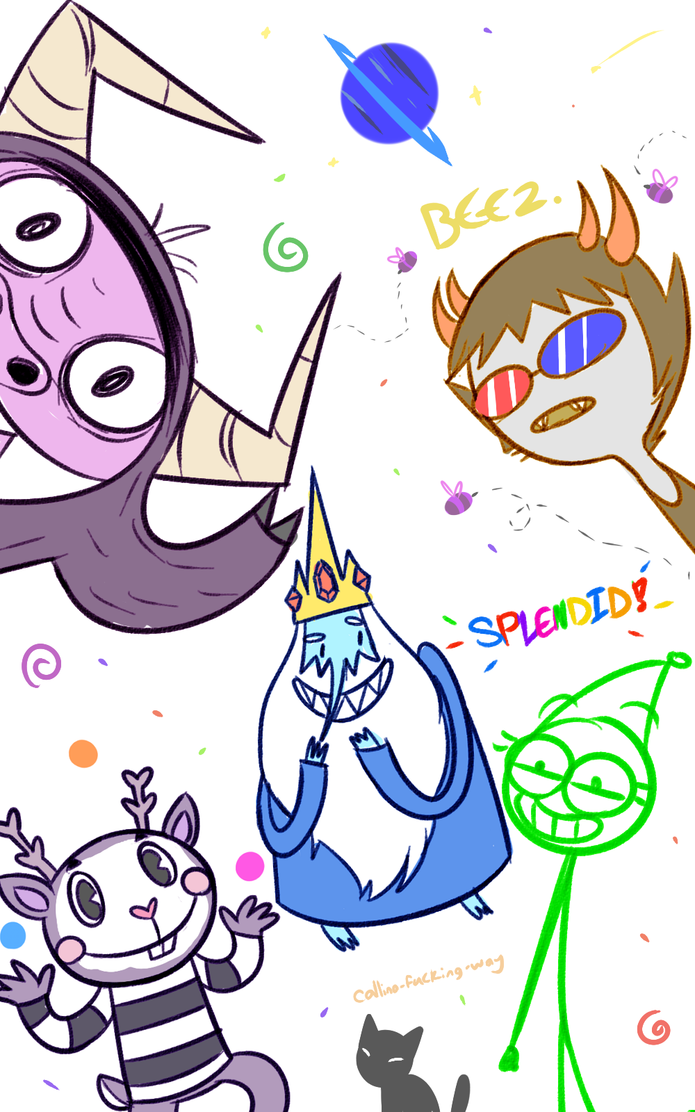 adventure_time bees cats crossover dick_figures foster's_home_for_imaginary_friends happy_tree_friends sollux_captor stars wire
