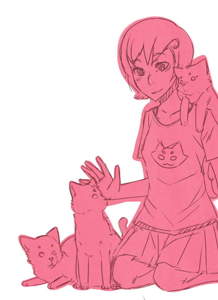 kneeling meowcats monochrome roxy_lalonde sangcoon solo starter_outfit
