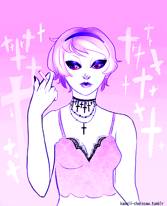 casual fashion jewelry kawaii-chainsaw pastel_goth rose_lalonde smoking solo