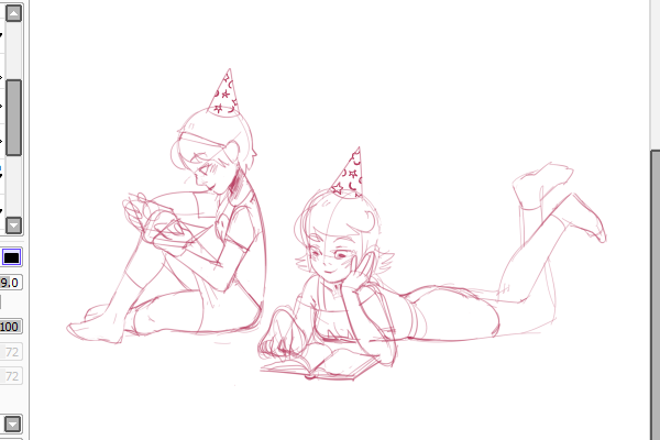 book deleted_source hat loki on_stomach rose_lalonde roxy_lalonde sitting sketch wip