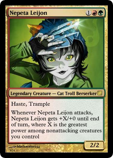 blackmatter234 blush card claw_gloves crossover headshot magic_the_gathering nepeta_leijon solo