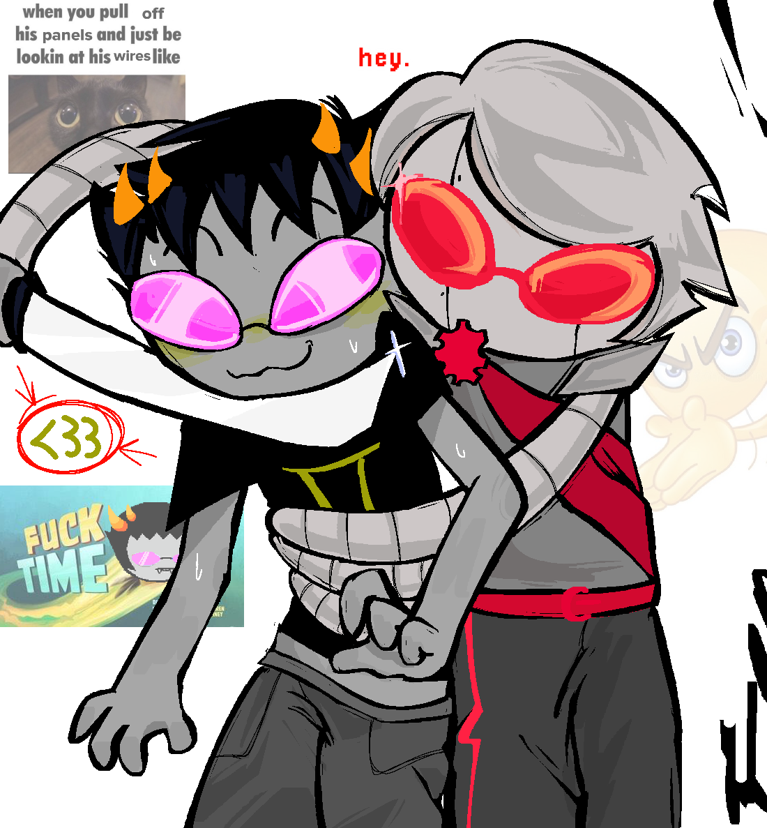 2025 applebees aradidnt blush bondage candy_timeline dave_strider davebot emoji fullres godtier heart homestuck:_beyond_canon katana knight redrom reverse_hug rose_tinted_glasses shipping sollux_captor sweat text time_aspect