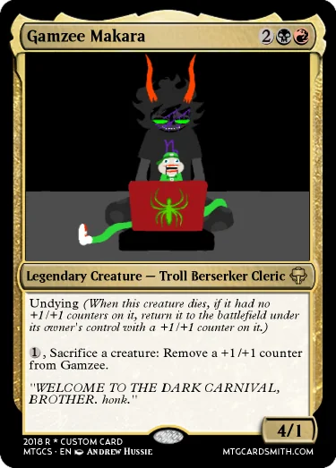 blood card computer crossover gamzee_makara lil_cal magic_the_gathering silhouette sitting sober_gamzee starter_outfit text zanderkerbal