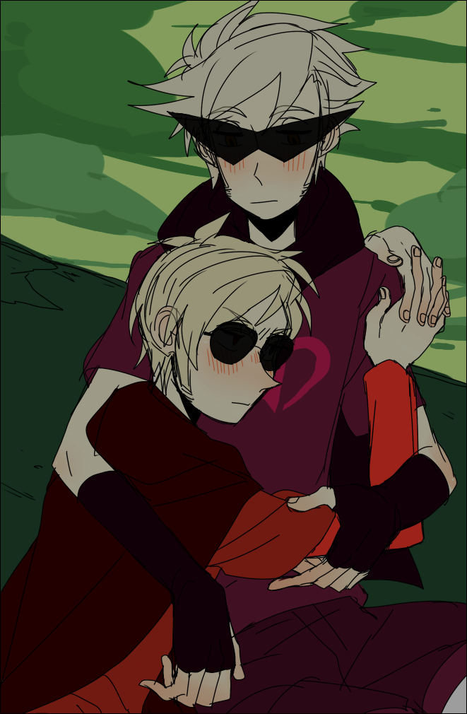 ace4eyes blush dave_strider dirk_strider godtier heart_aspect hug knight prince private_source time_aspect