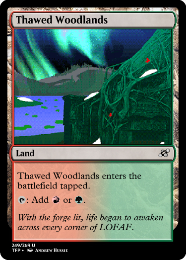 card crossover land_of_frost_and_frogs magic_the_gathering text