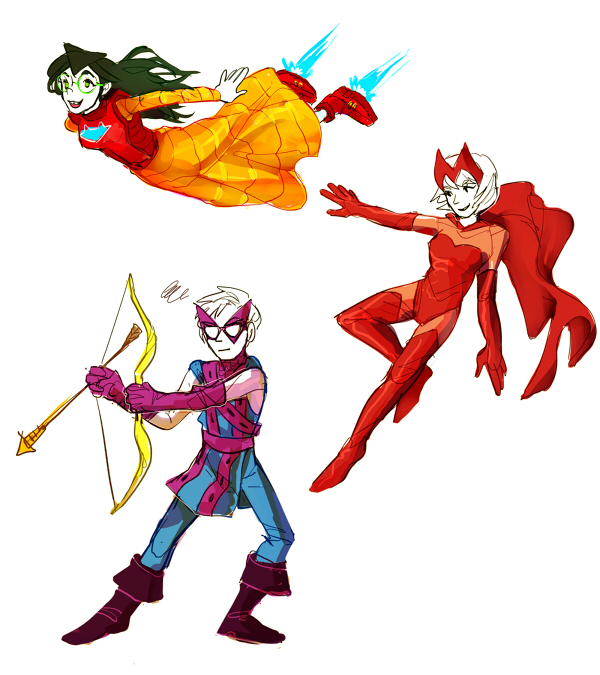 bow brigriv crossover dave_strider iron_lass_suit jade_harley marvel rose_lalonde the_avengers