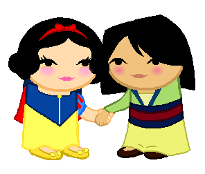 cancersyndrome crossover disney holding_hands image_manipulation mulan shipping snow_white sprite_mode