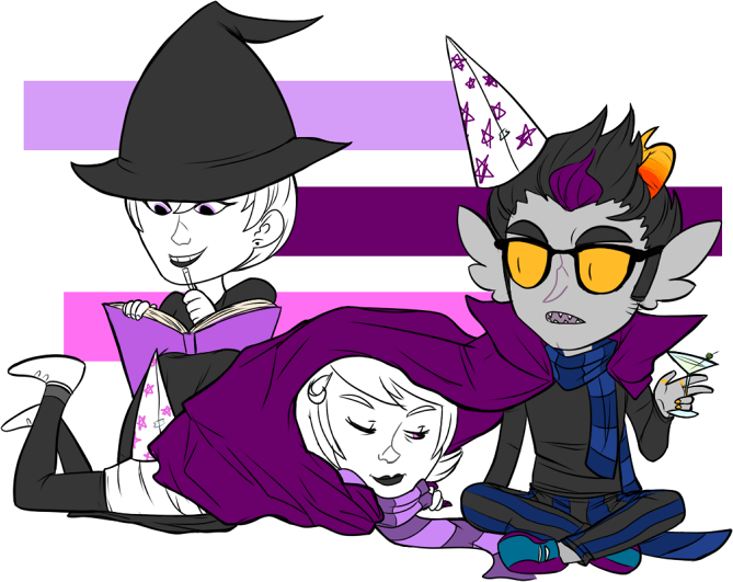 apastry book bromance cocktail_glass eridan_ampora hat on_stomach rose_lalonde roxy_lalonde wizard_hat