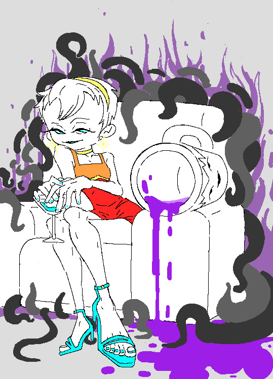 2024 alcohol cocktail_glass couch date_dress drunk_rose horrorterrors light_aspect maretriarch multiple_personas rose_lalonde solo