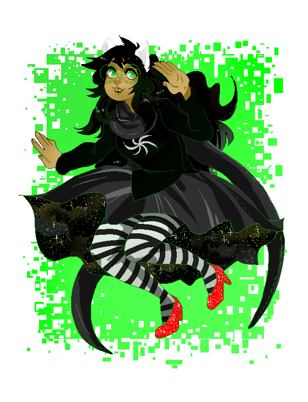 dogtier freckles godtier jade_harley midair pixel primdese solo space_aspect transparent witch