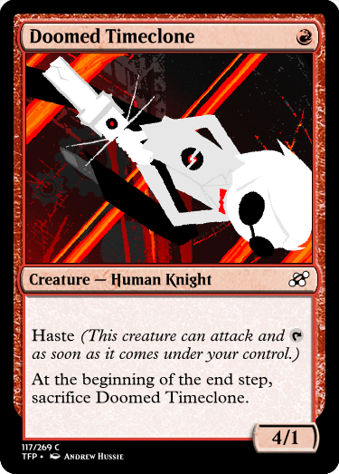 broken_caledscratch caledscratch card crossover dave_strider land_of_heat_and_clockwork magic_the_gathering puppet_tux solo text