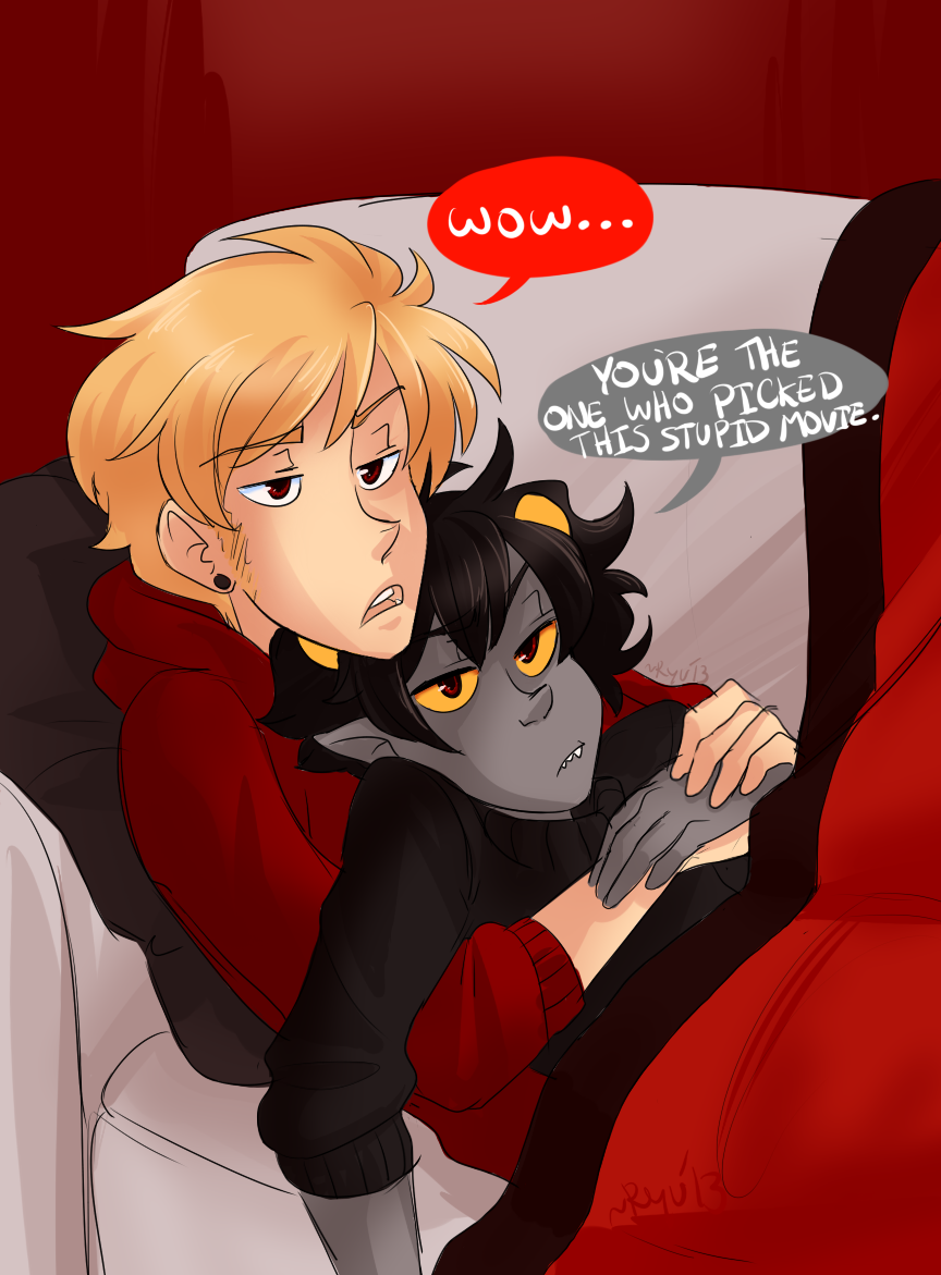 couch dave_strider karkat_vantas no_glasses red_knight_district redrom ryu-gemini shipping word_balloon