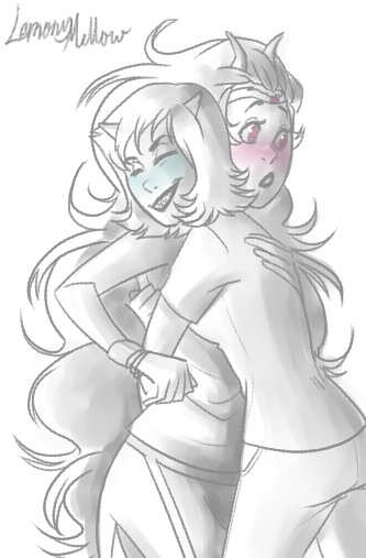 blush feferi_peixes grayscale highlight_color hug impossible-pie maritime_law no_glasses redrom request shipping terezi_pyrope