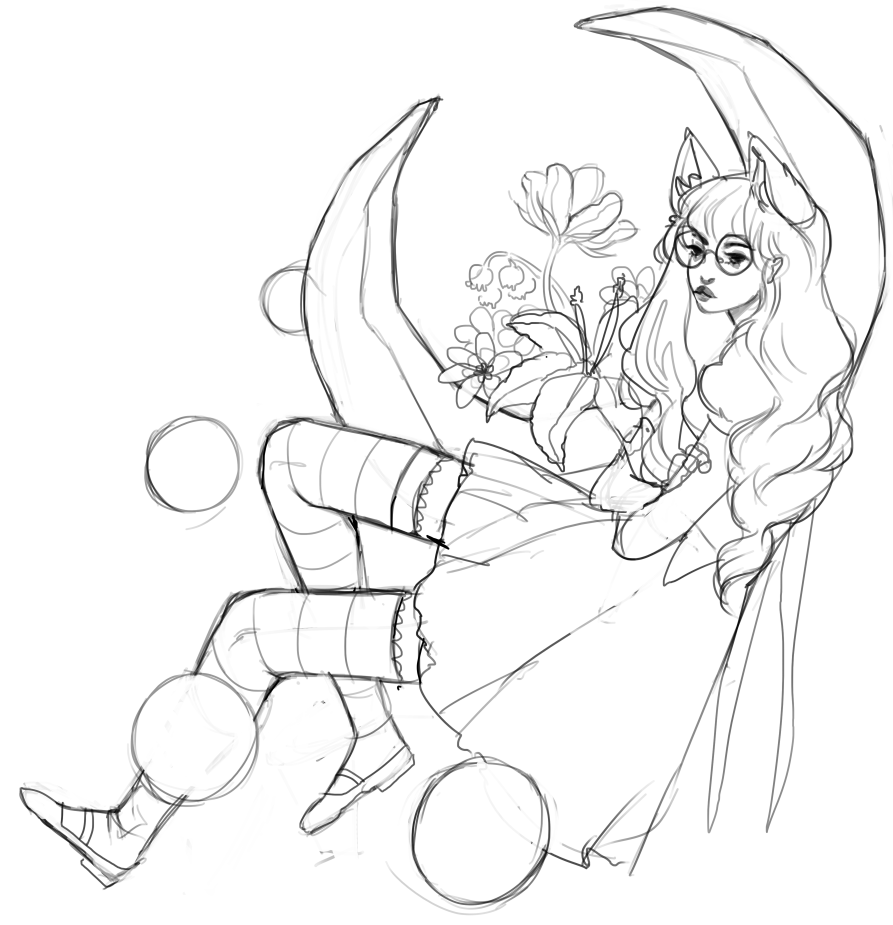 6erry arms_crossed dogtier flowers godtier jade_harley lineart planets sitting solo space_aspect witch