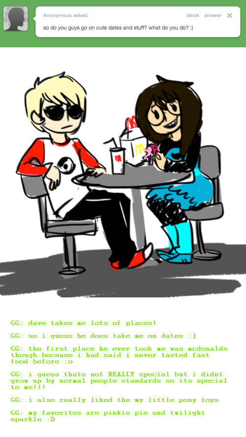 ask beverage dave_strider dress_of_eclectica food jade_harley leverets mcdonald's my_little_pony red_baseball_tee redrom shipping spacetime