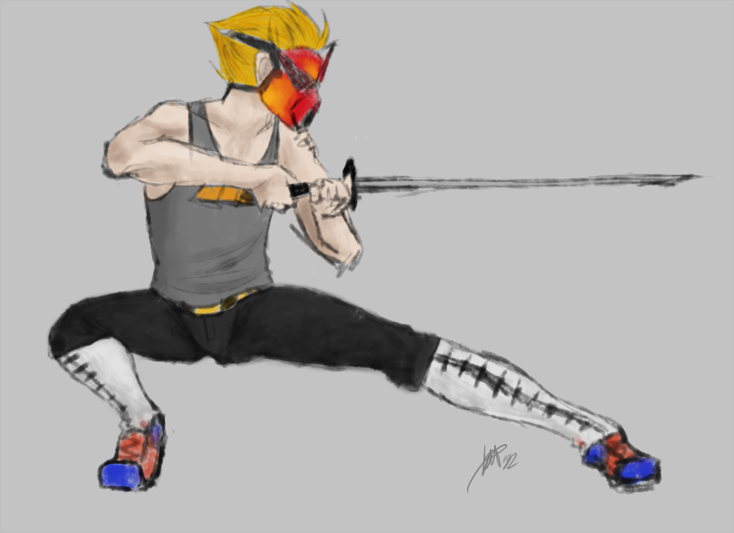 dirk_strider dirkpee gasmask solo strong_outfit strong_tanktop unbreakable_katana