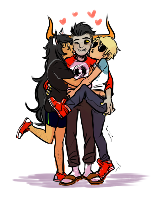 bulldog clothingswap dave_strider dogtier heart hug jade_harley kiss licking multishipping red_baseball_tee redrom s'mores shipping spacetime spacey starter_outfit tavros_nitram