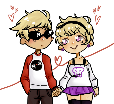blush body_modification dave_strider dersecest heart holding_hands incest minadraws red_baseball_tee redrom rose_lalonde shipping