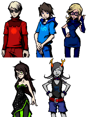 3_in_the_morning_dress breath_aspect crossover dave_strider dream_ghost godtier greengaijin heir jade_harley john_egbert knight no_glasses pastiche rogue roxy_lalonde the_world_ends_with_you time_aspect void_aspect vriska's_punk_outfit vriska_serket