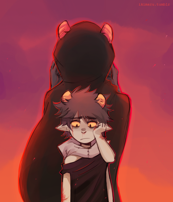 2013 ancestors back_angle back_to_back blood crying fullres ikimaru multiple_personas solo sunset the_sufferer