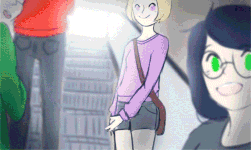 alternate_hair animated beta_kids casual dave_strider fashion hat jade_harley john_egbert rose_lalonde shrou summer swimsuit