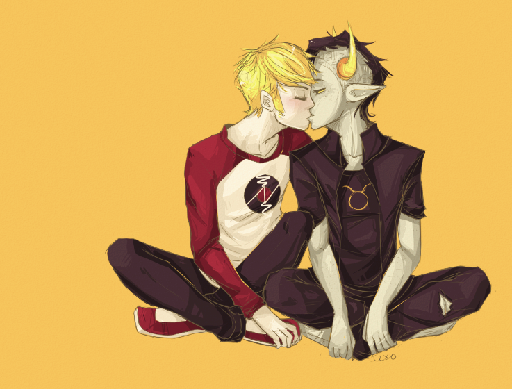 dave_strider kiss no_glasses red_baseball_tee redrom s'mores shipping tavros_nitram vriscuit
