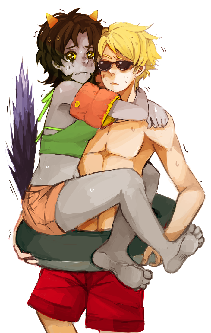 barefoot broken_source coolcat dave_strider nepeta_leijon no_hat nori-mori redrom shipping summer swimsuit