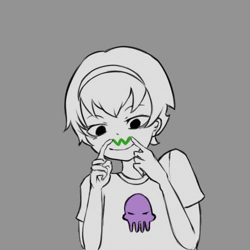 animated nymphicus panel_redraw rose_lalonde solo starter_outfit suggestive_eyebrows w_magnet