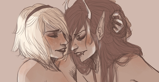 blackrom blue_rose blush monochrome rose_lalonde shipping sketch vriska_serket yoccu