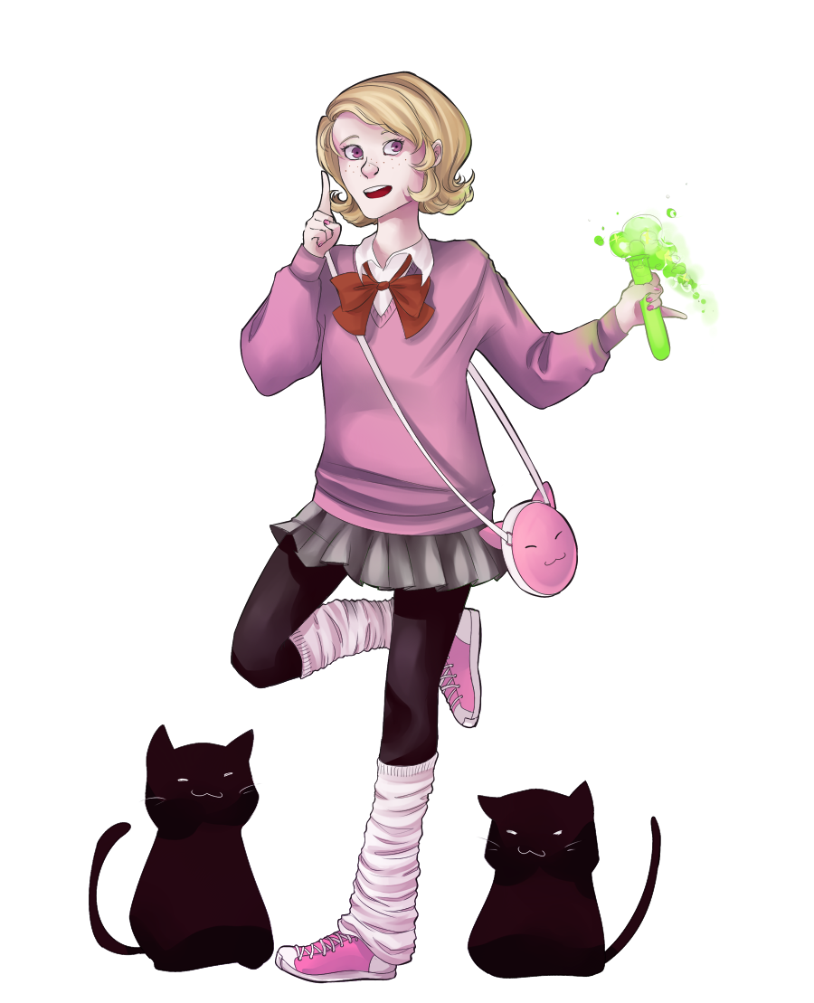 cats crossover dangan_ronpa gingerybiscuit meowcats roxy_lalonde solo