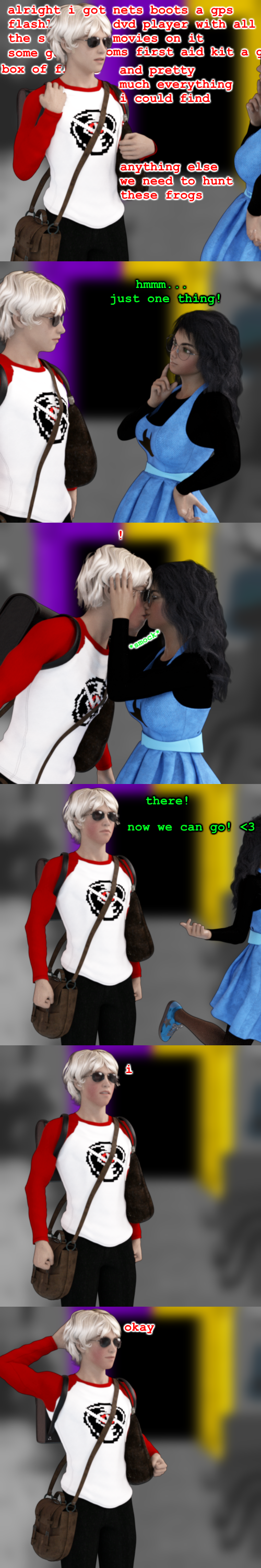 3d breedingduties comic dave_strider dress_of_eclectica heart jade_harley kiss red_baseball_tee redrom shipping spacetime