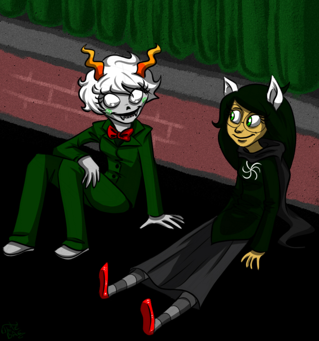 blood_sisters callie_ohpeee calliope dogtier dream_ghost godtier jade_harley panel_redraw sitting space_aspect whitebag witch