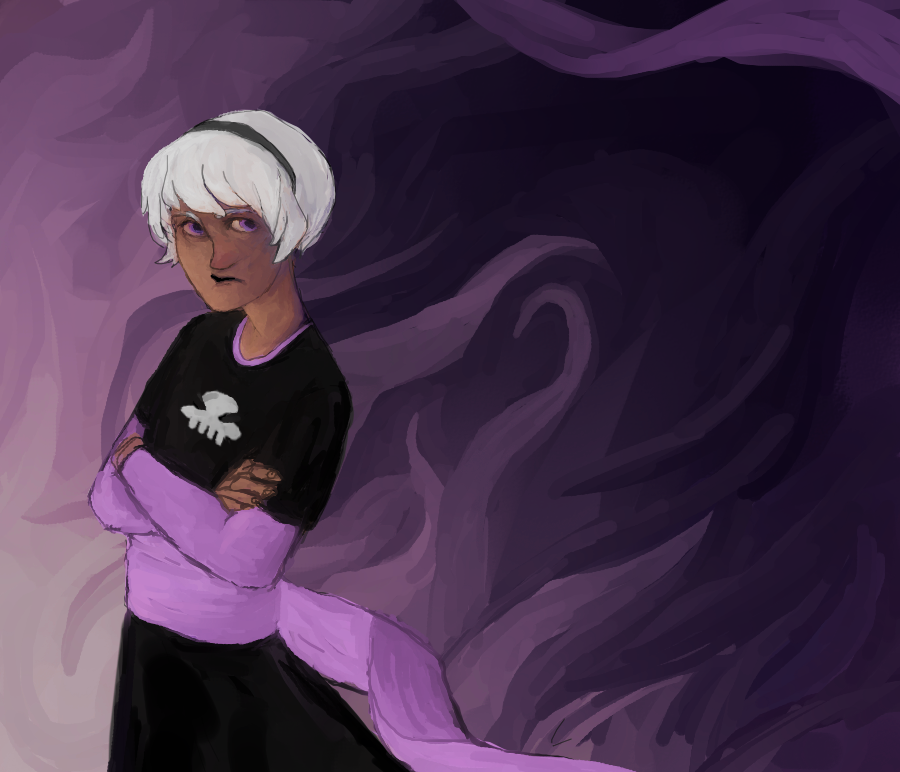 arms_crossed black_squiddle_dress broken_source rose_lalonde solo