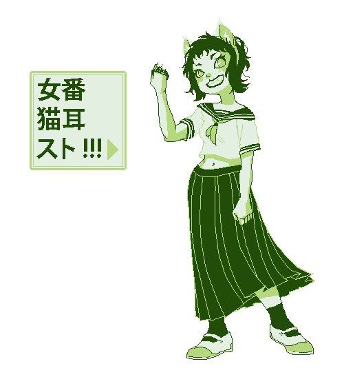 blush dottianne language:japanese monochrome nepeta_leijon no_hat school_uniform solo transparent