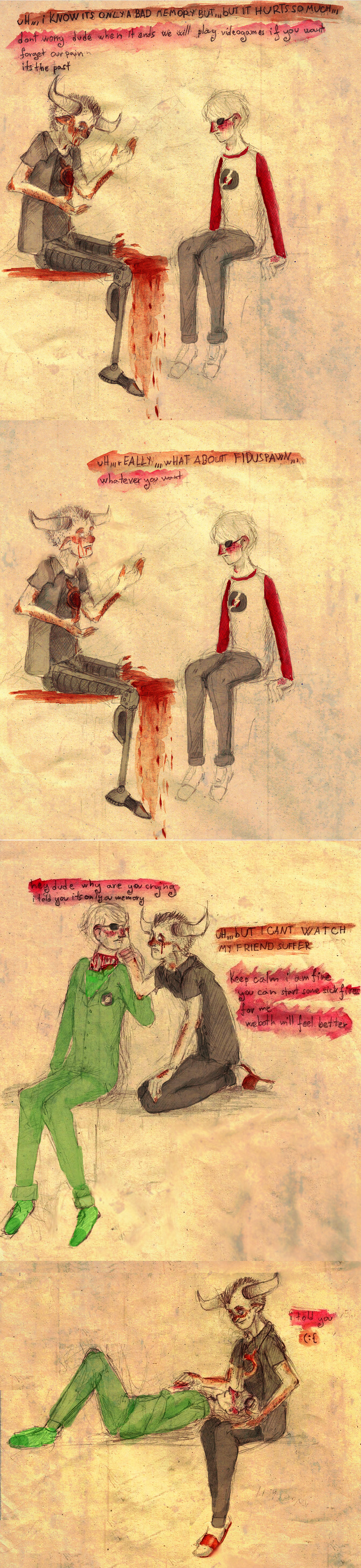artificial_limb blood charliedzila comic crying dave_strider felt_duds freckles gore palerom redrom s'mores shipping tavros_nitram