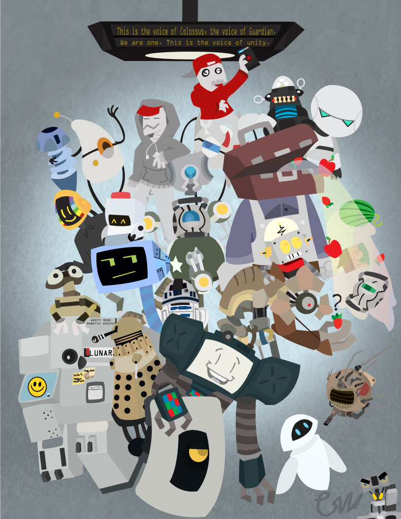 2001:_a_space_odyssey ? castle_crashers colossus:_the_forbin_project crossover daft_punk disney doctor_who fallout food forbidden_planet gimeurcookie half-life halo hitchhiker's_guide_to_the_galaxy moon_(film) pixar portal robot sawtooth short_circuit spongebob_squarepants squarewave star_wars the_iron_giant wall-e whatever_happened_to_robot_jones?
