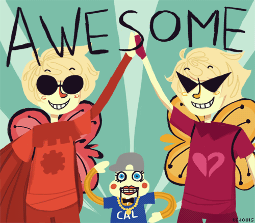 animated dave_strider dirk_strider epilepsy_warning godtier heart_aspect high_five knight lil_cal prince risa time_aspect
