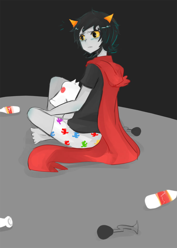 aikzan crying dragon_cape faygo no_glasses pyralspite rubber_horn scalemate_boxers scalemates seeing_terezi solo terezi_pyrope