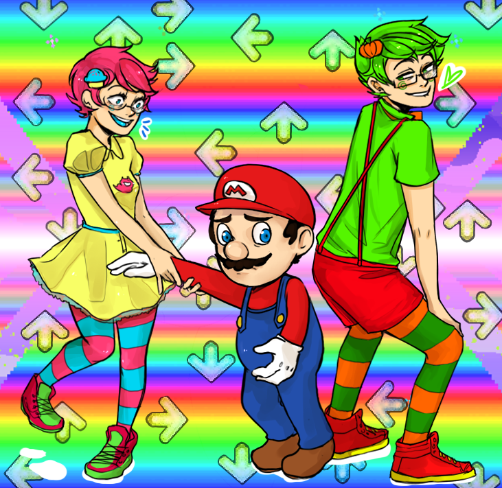 cheese3d crossover ddr heart jake_english jane_crocker mario nintendo this_is_stupid trickster_mode