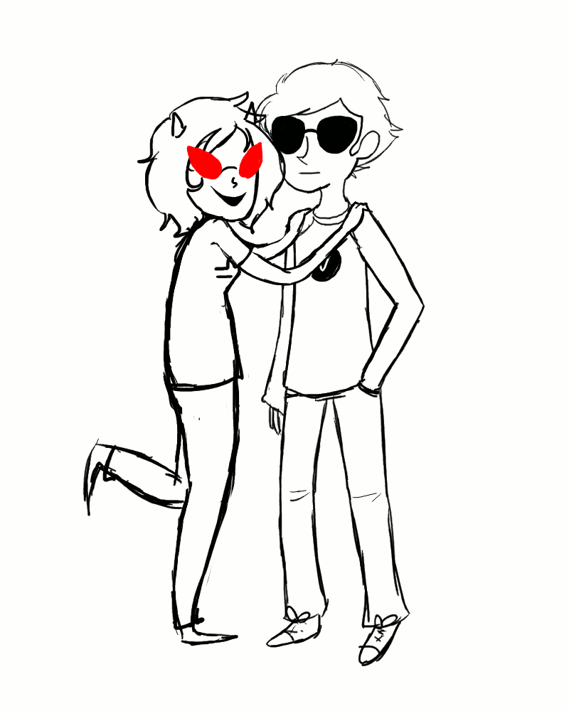 animated arm_around_shoulder bloodtier coolkids dave_strider highlight_color hso_2012 red_baseball_tee redrom shipping terezi_pyrope
