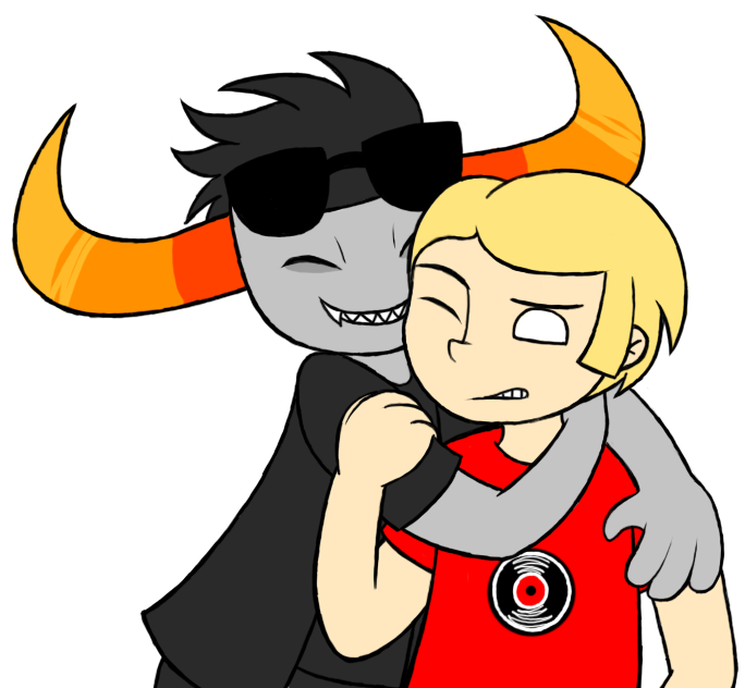bromance darlimondoll dave_strider dream_ghost hug no_glasses red_record_tee s'mores starter_outfit tavros_nitram