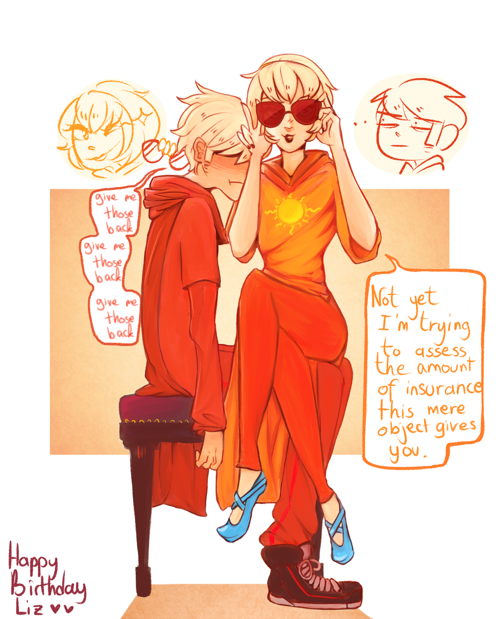 dave_strider glasses_added godtier happy_birthday_message knight no_glasses rose_lalonde seer siblings:daverose spiswatchingyou wonk word_balloon