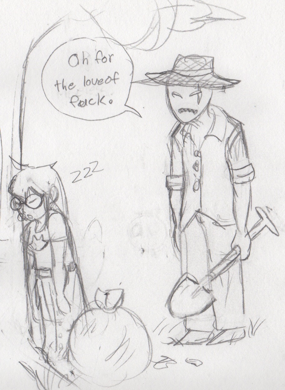 2012 apricots-from-nara au fedora fullres grayscale hat jack_noir jade_harley pencil scars sketch sleeping soil_perturber spades_slick starter_outfit text