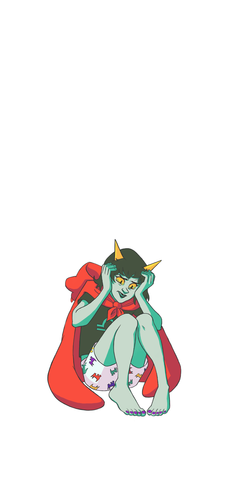 barefoot crying drag_me dragon_cape manicpeixesdreamgirl no_glasses noose scalemate_boxers seeing_terezi sitting solo terezi_pyrope transparent