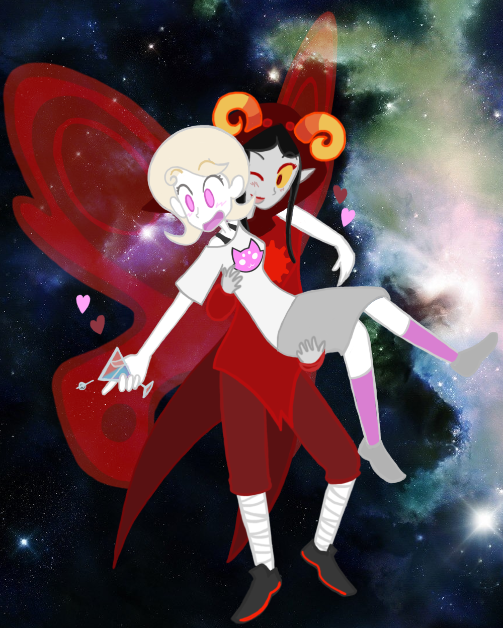 aradia_megido carrying cocktail_glass eridanusaquarius godtier heart maid null_and_void redrom roxy_lalonde shipping